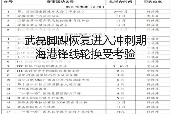 武磊脚踝恢复进入冲刺期 海港锋线轮换受考验
